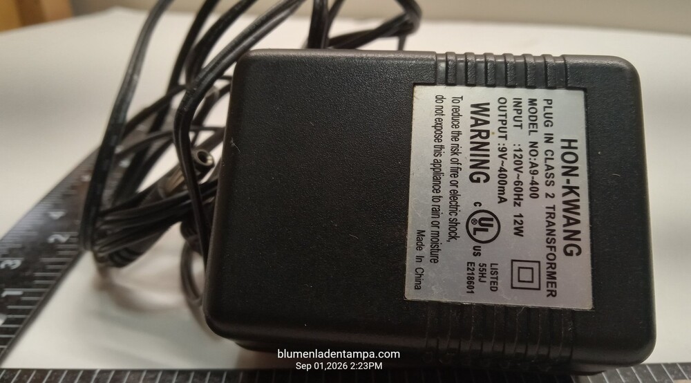 Hon-Kwang A9-400 AC Adapter Power Supply 9V 400mA Class 2 Transformer